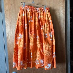 Hawaiian Hula Pa'u skirt, orange floral, one size